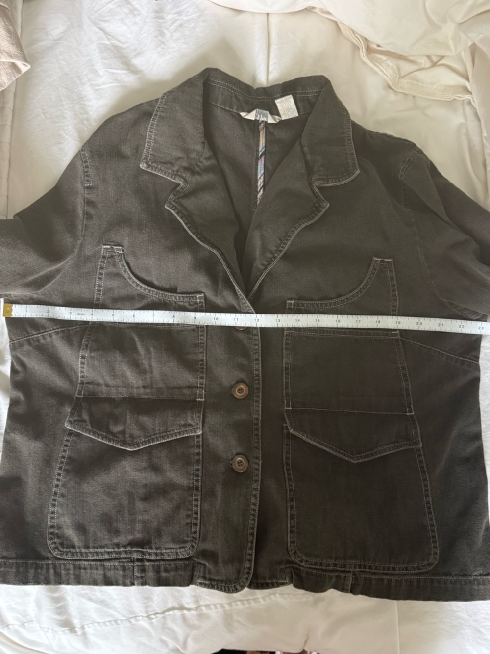 J. Jill Womens Cotton Army Green Military Utility Denim Jacket Size XL - Picture 13 of 13